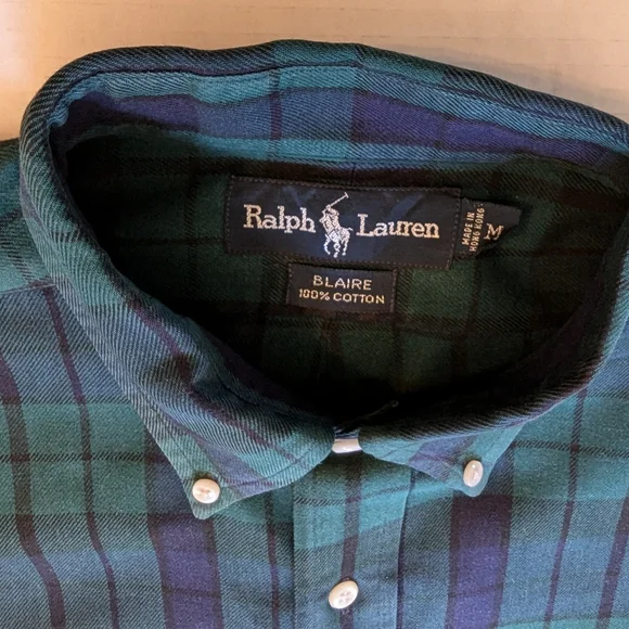 Ralph Lauren Blaire 100% Cotton Long Sleeve Black Watch Plaid Shirt - Picture 2 of 11